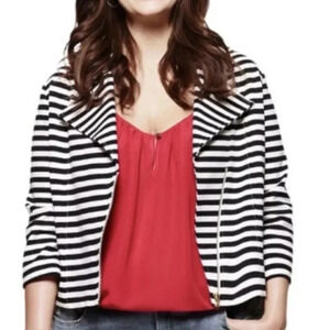 Lane Bryant Navy & White Striped Moto Jacket Blazer Women's‎ Size 20
